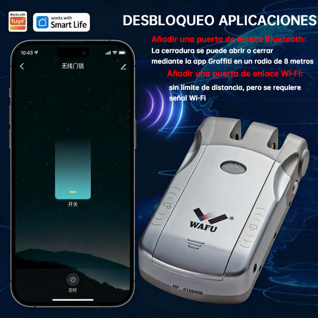 Interfaz de conexión de cerradura inteligente con Tuya y Smart Life APP