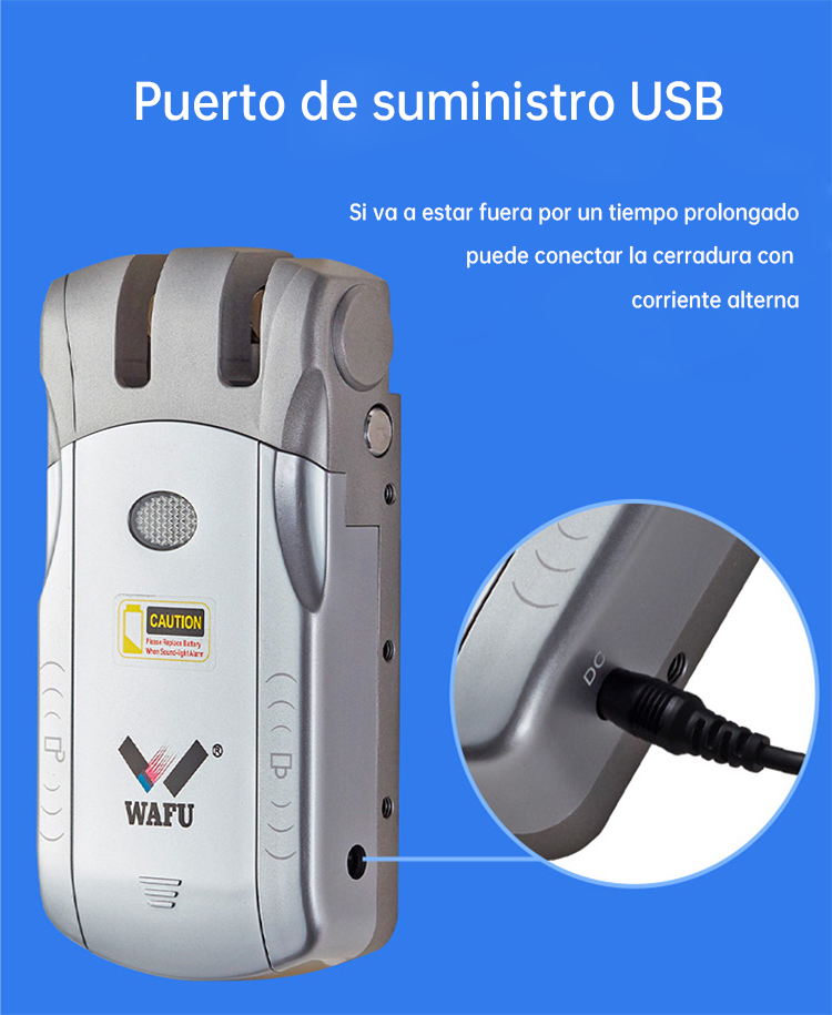 Puerto USB de energía de emergencia de la cerradura