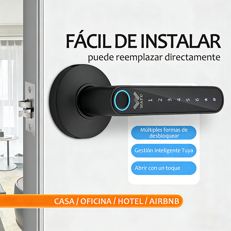 La cerradura inteligente WAFU se instala fácilmente y reemplaza directamente las cerraduras tradicionales