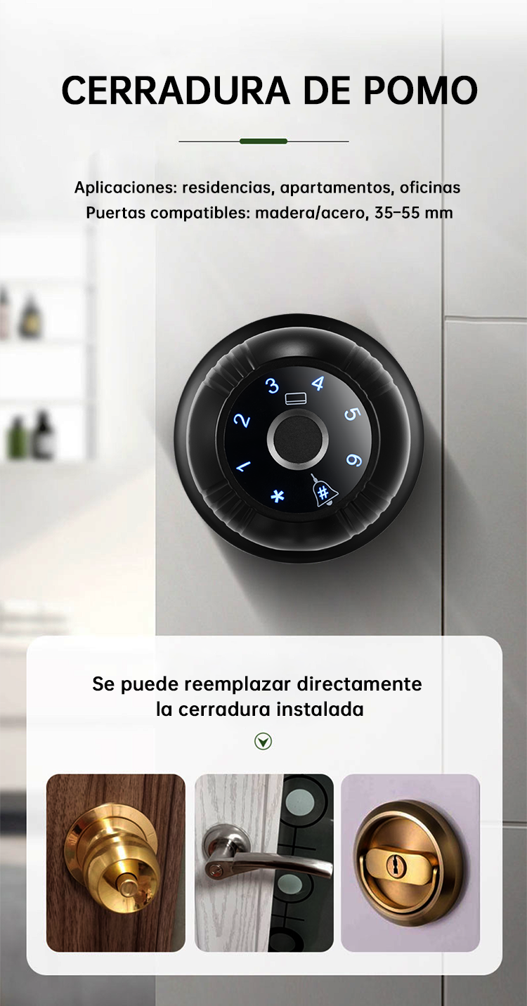 WF-Q7 instalación sin perforaciones para puertas de 35-55 mm de grosor