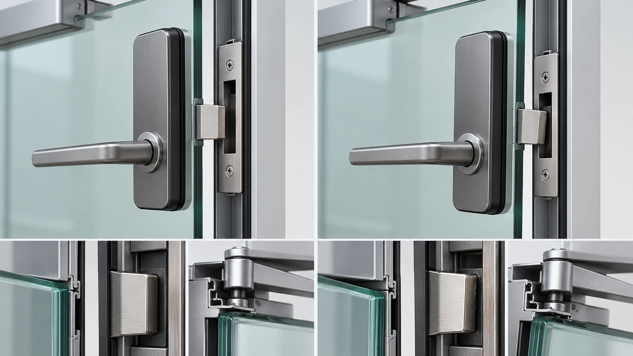 Comparación de alineación y carga de una cerradura para puerta de vidrio